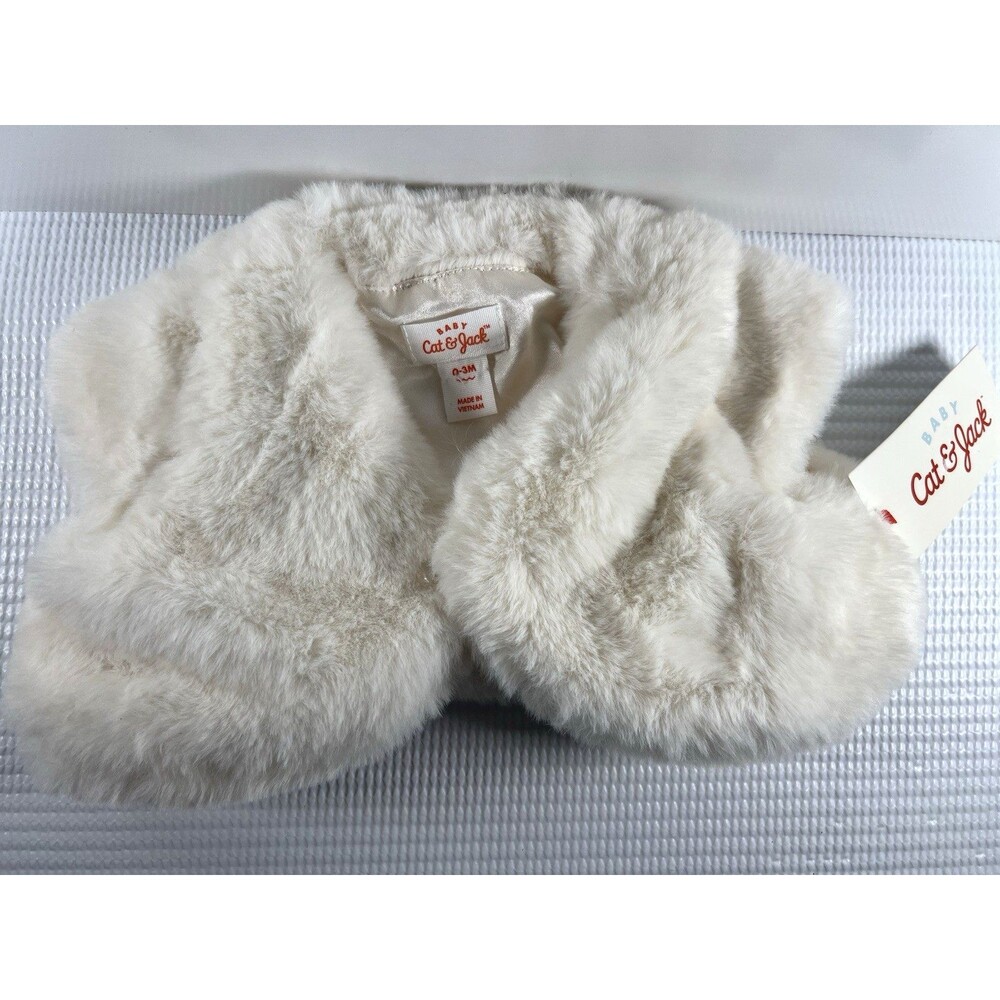 Cat and Jack Vest Faux Fur Baby Jacket Tops Newborn Baby Shower Gift 0-3M Babies